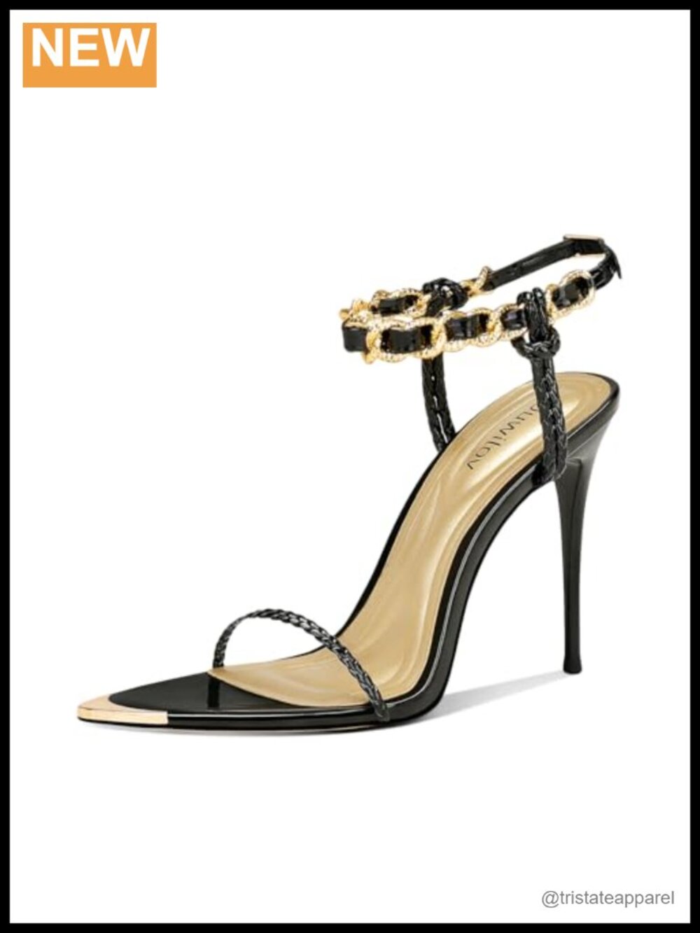 Pointed Toe Stiletto Heel Open Toe Ankle Strap Heeled Sandals
